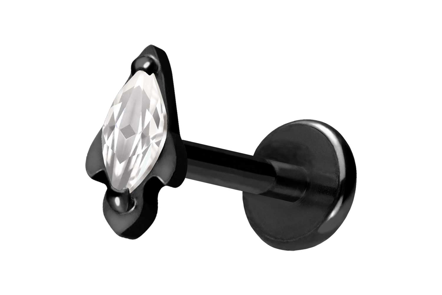 Titan Labret Piercing mit Push Fit KRISTALLRAKETE